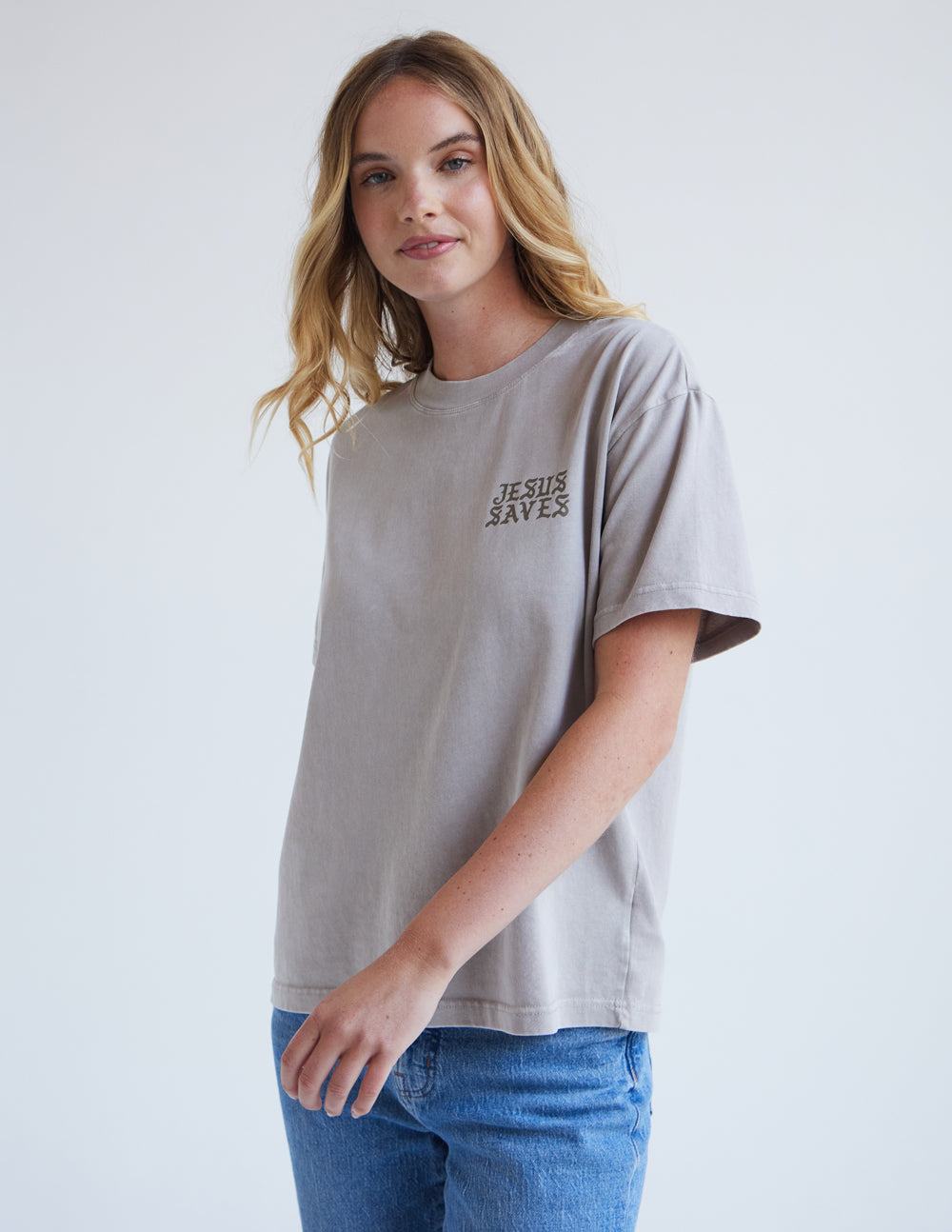 Jesus Saves Taupe Unisex Tee