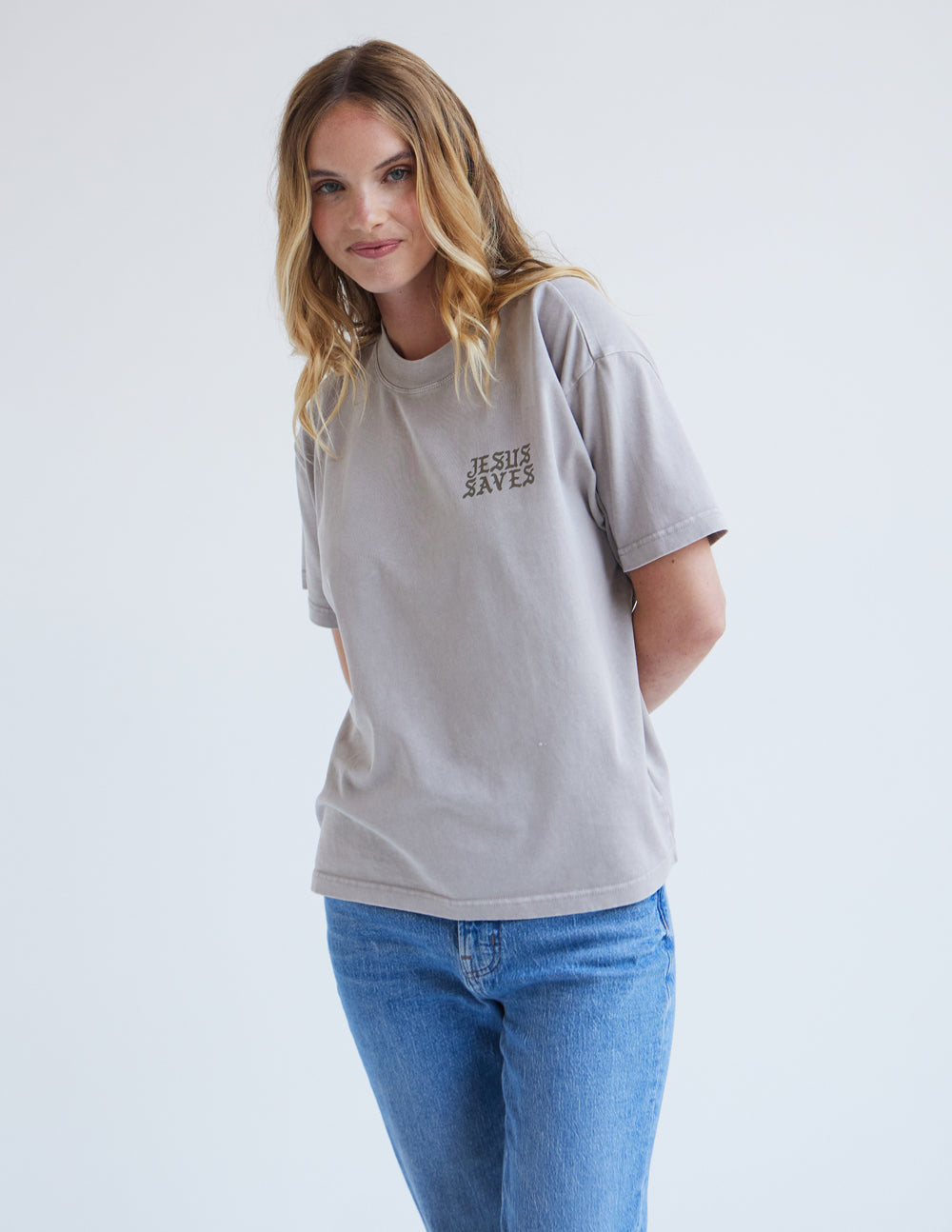 Jesus Saves Taupe Unisex Tee
