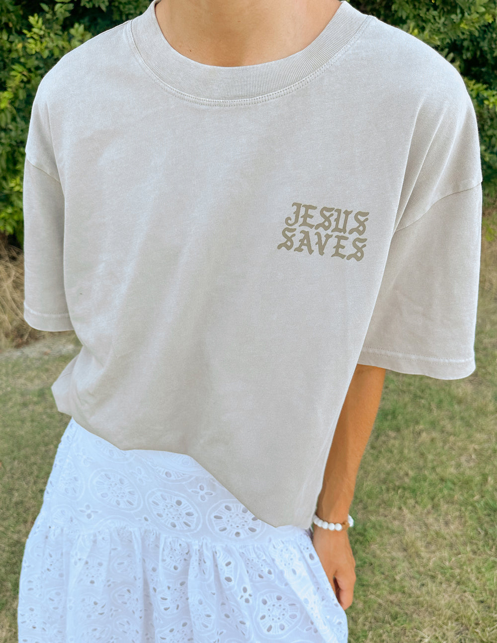 Jesus Saves Taupe Unisex Tee